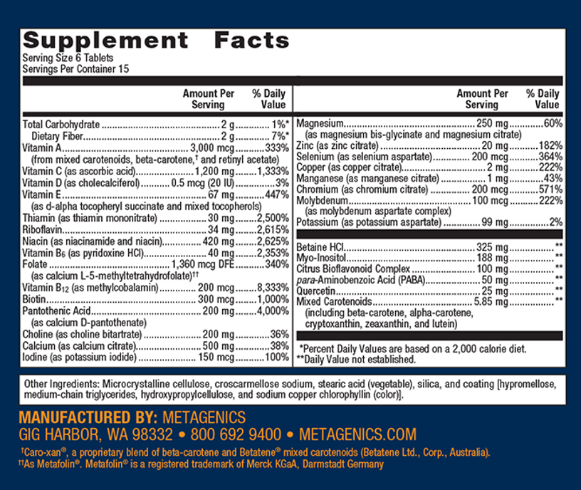 Multigenics® Multivitamin, 180 tabs