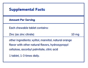 Zinc CHEWABLES, Orange, 100 tabs