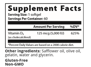 (NEW SIZE) Vitamin D3 5000, 120 softgels