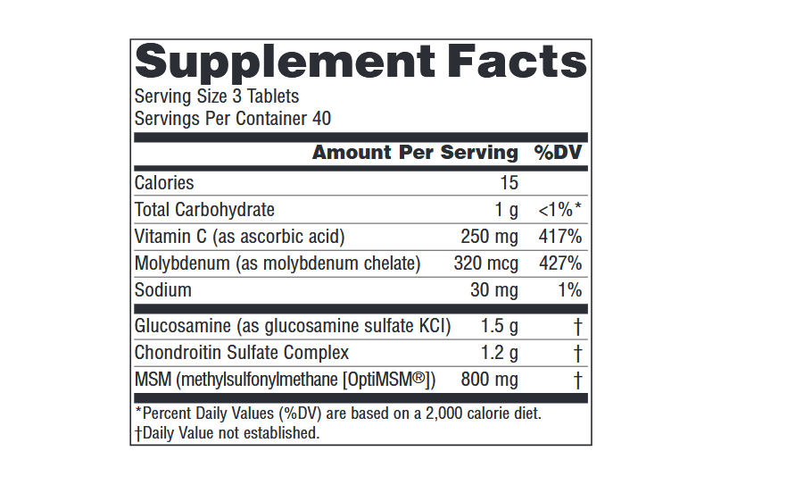 Glucosamine Chondroitin Complex With MSM, 120 tabs