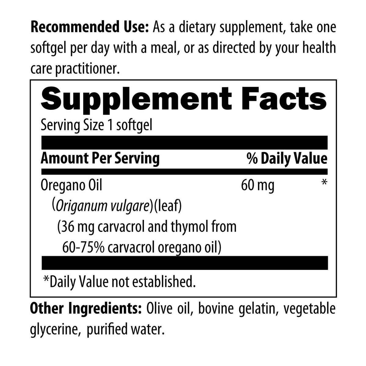 Oil of Oregano, 60 softgels
