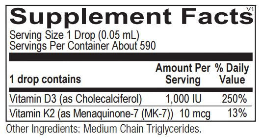 VITAMIN D3 WITH K2 LIQUID, 1 oz