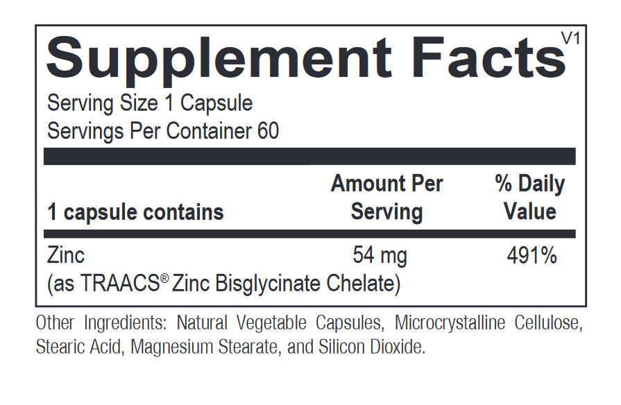 Reacted Zinc, 60 caps